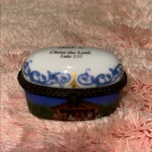 Imperial Porcelain Religious Nativity Scene Trinket Box Luke 2:11